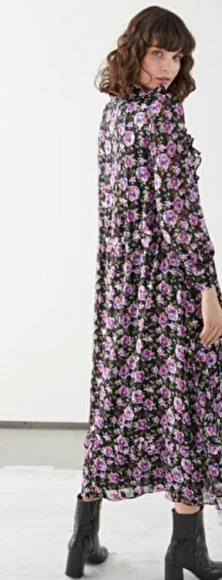 & Other stories printed ruffle bib Midi dress - Picture 3 of 4